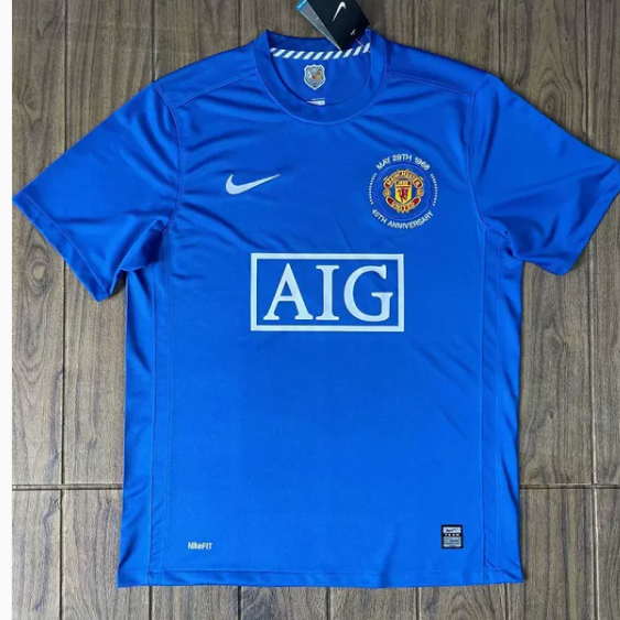 Manchester united blue retro top jersey